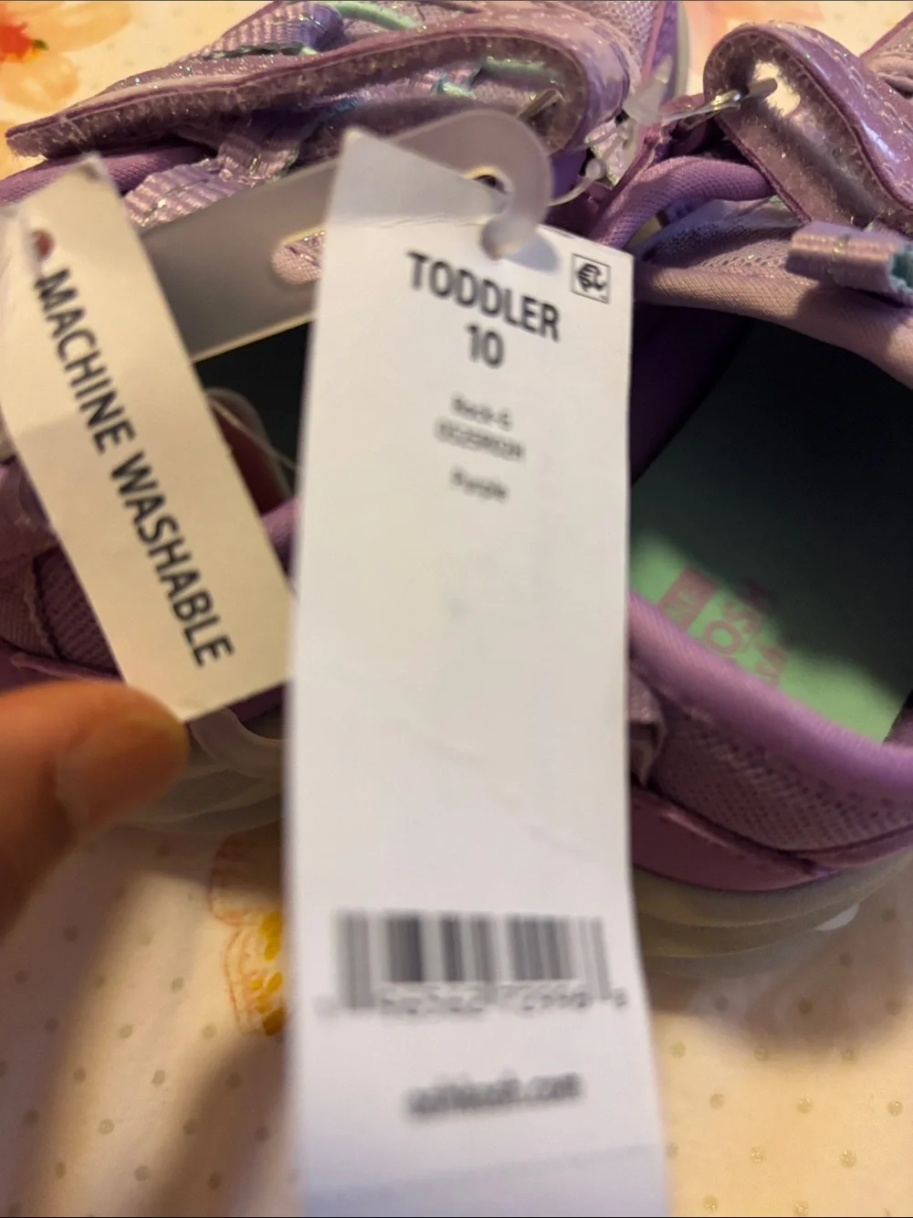 OshKosh B'gosh Lilac Glitter Sneakers with Mint Accents